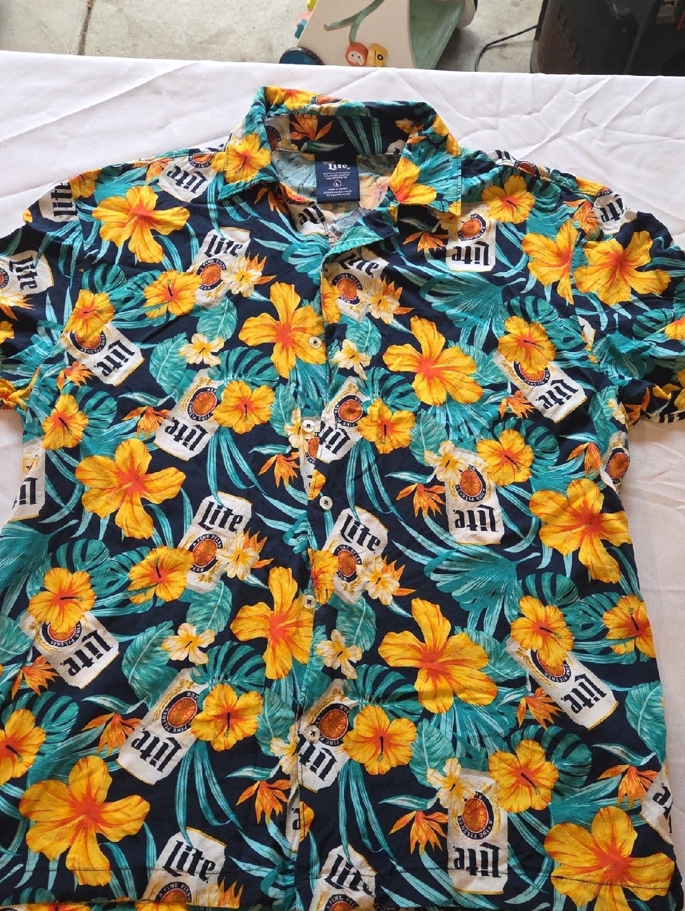 Live Floral Print Short-Sleeve Button-Down Shirt - Navy & Yellow